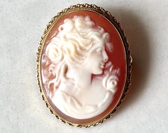 Antique 18K Italian Cameo Brooch/Pendant Combination Set