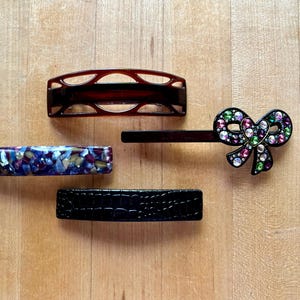 Four Assorted French Barrettes – Elegant, Timeless Hair Accessories
