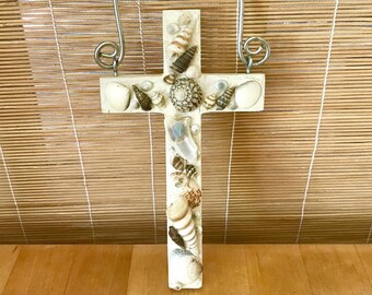 Sea Shell Wall Cross / Beach House Wall Decor