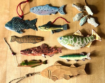 Ten Assorted Fish Christmas Tree Ornaments