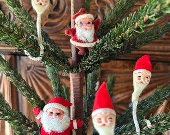 Assorted Mid Century Santas and Elf Ornaments