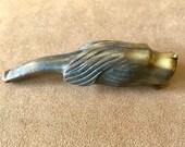 Dog 39 s Head Pipe Carved Horn Pipe with Original Pipe Case Hand Carved Folk Art Horn Tobacco Pipe