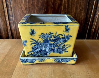 Porcelain Jardiniere Planter with Saucer by United Wilson