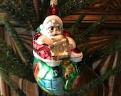 Christopher Radko Vintage Blown Glass Ornament Santa quot On Top of the World quot 1986-1995