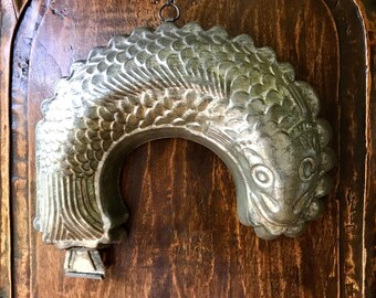 Antique Fish Tin Mold with Tail / Lake House Decoration