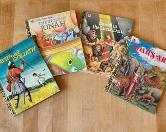 Four Vintage Little Golden Book Bible Story Books