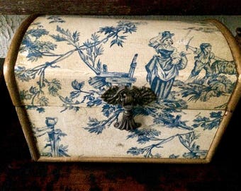 Blue & White Toile Decoupage Decorative Box // Wedding Gift // Anniversary Gift