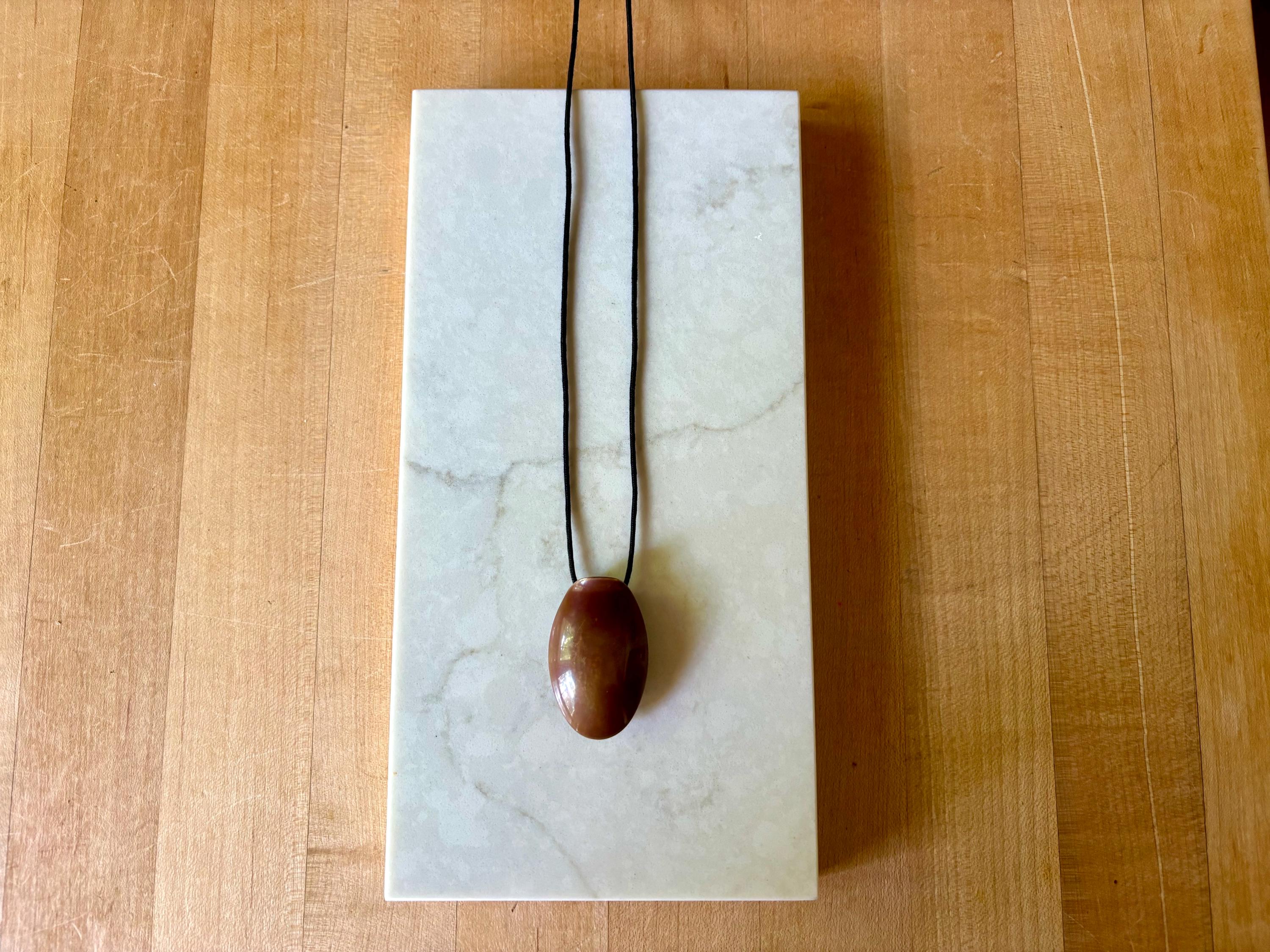 Rare Ted Muehling Patinated Bronze Turtle Box Pendant on Black Silk Cord