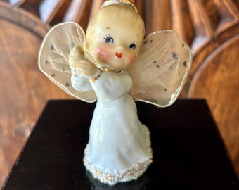 Rare Vintage Japan Christmas Angel with Gossamer Tulle Wings