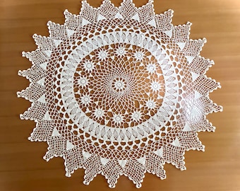 Antique Heirloom Handmade Crocheted Lace Doily 28" Diameter