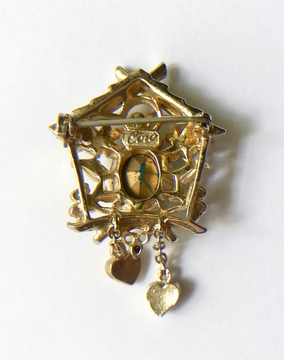 Collectible Birdhouse Brooch with a Perched Blue … - image 4