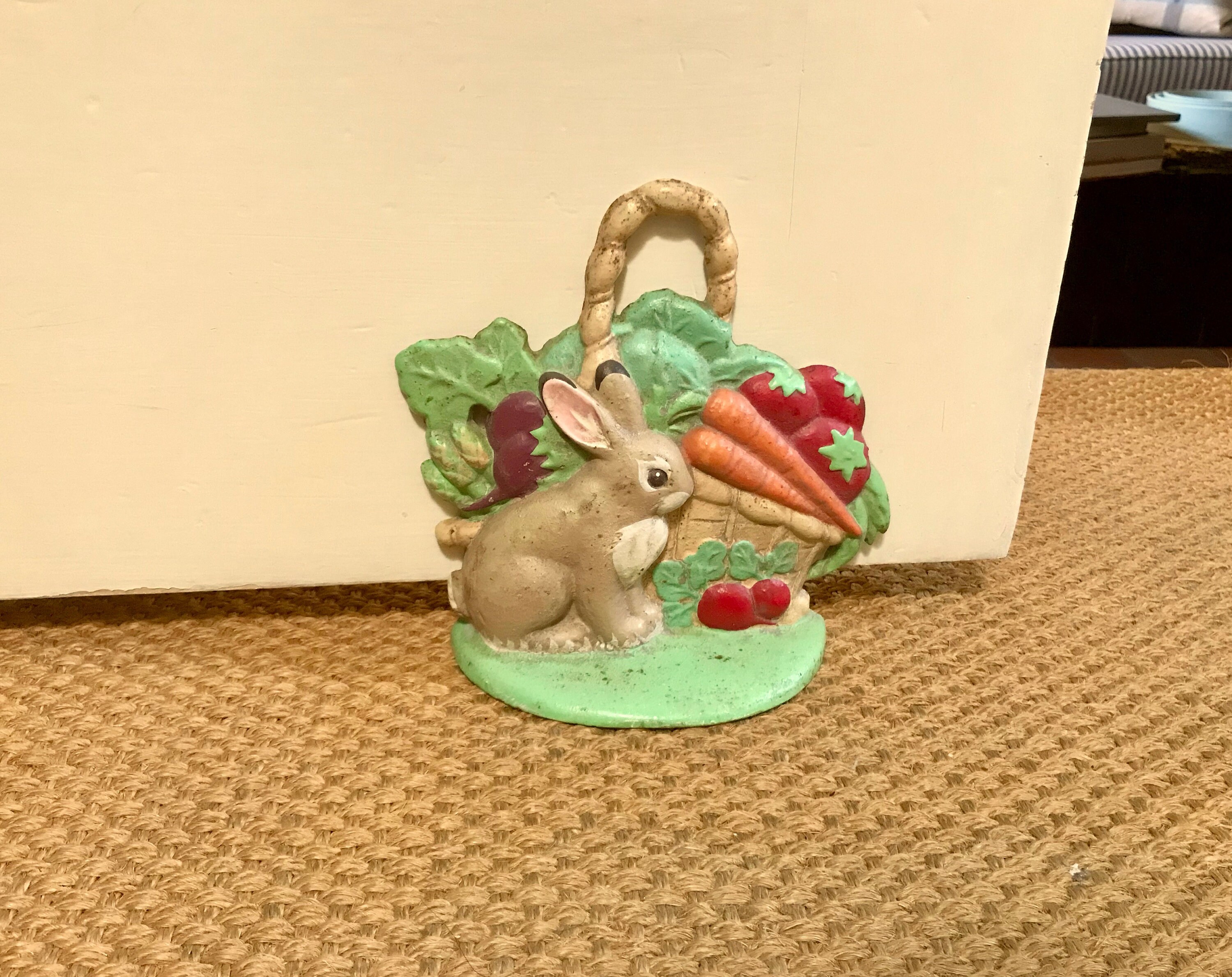 Door Stop Bunny Rabbit With Garden Vegetable Basket / Patio Etsy
