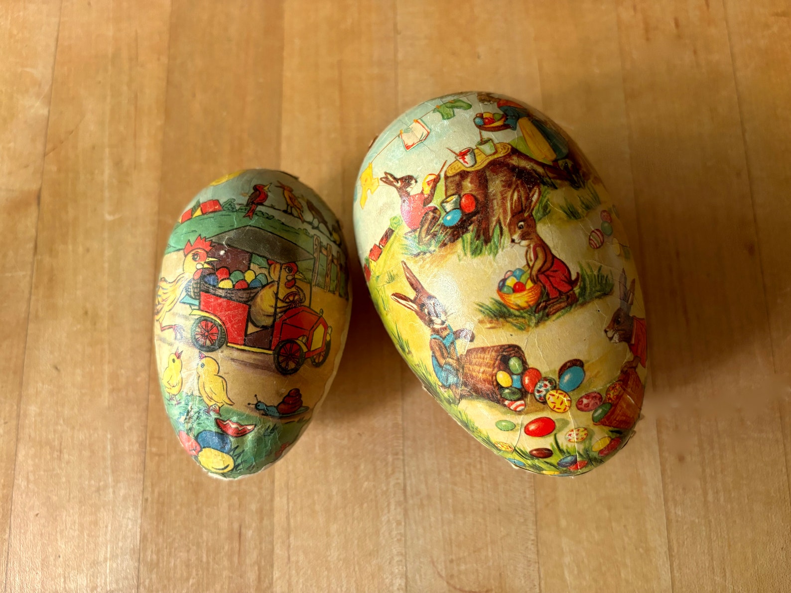 Two Vintage Paper Mache Eggs Made in Germany