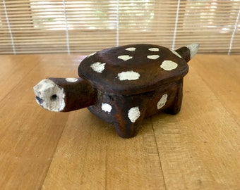 Primitive Folk Art Wooden Turtle Figurine