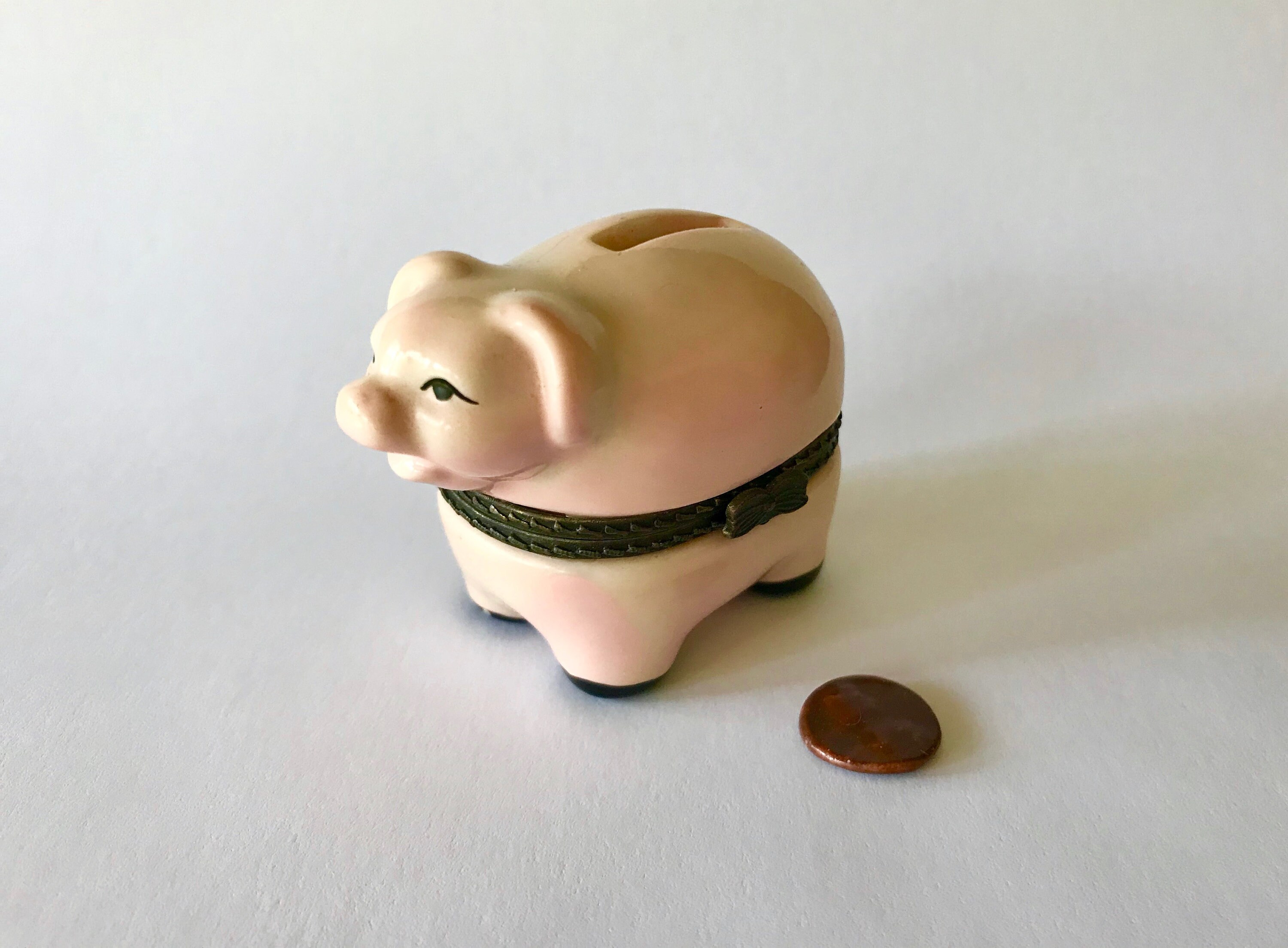 Pink Piggy Bank Trinket Box With Ceramic Penny India