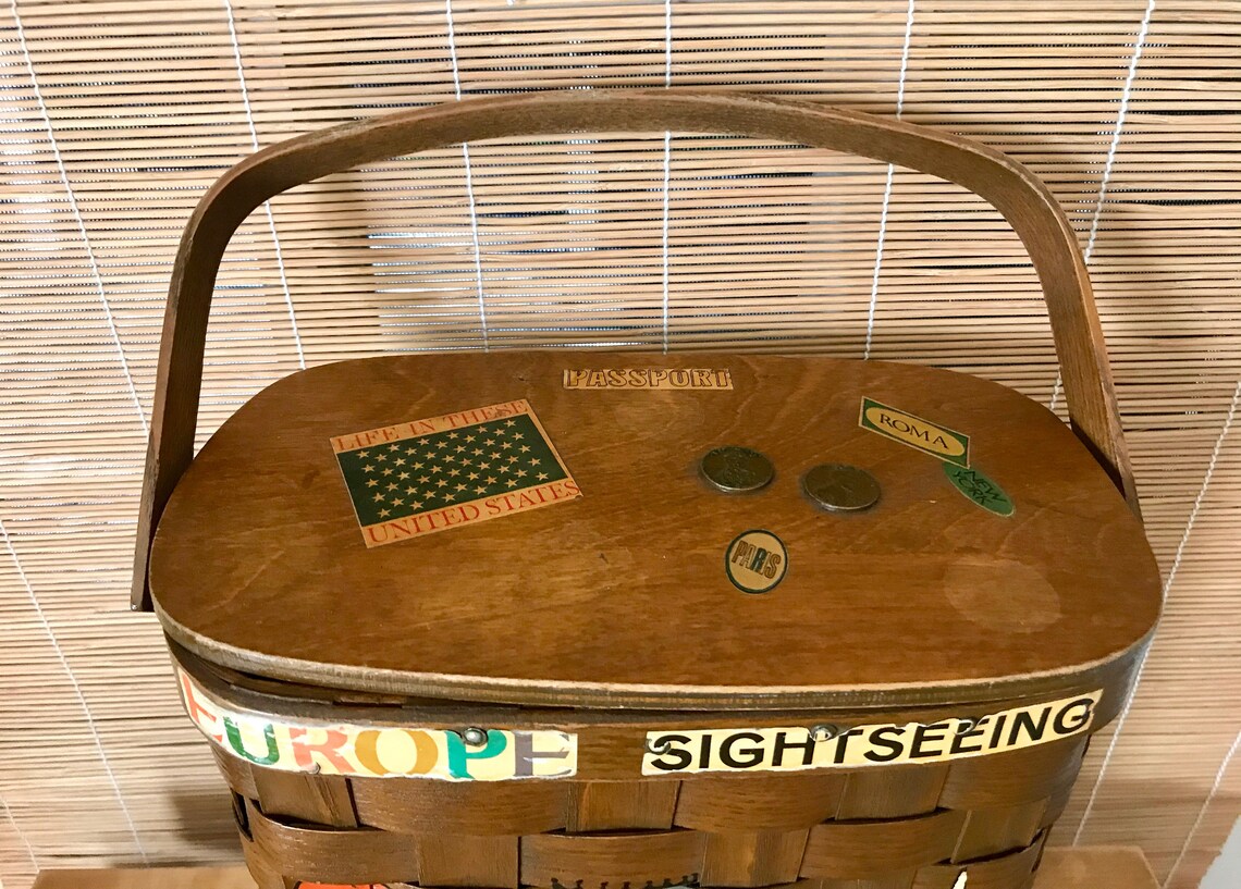 Vintage Wood Basket Weave Box Purse With Painted Dallas Texas Etsy