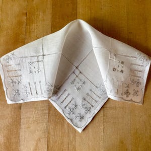 Gorgeous Antique Swiss Appenzell Embroidered Heirloom Handkerchief / Bridal Handkerchief