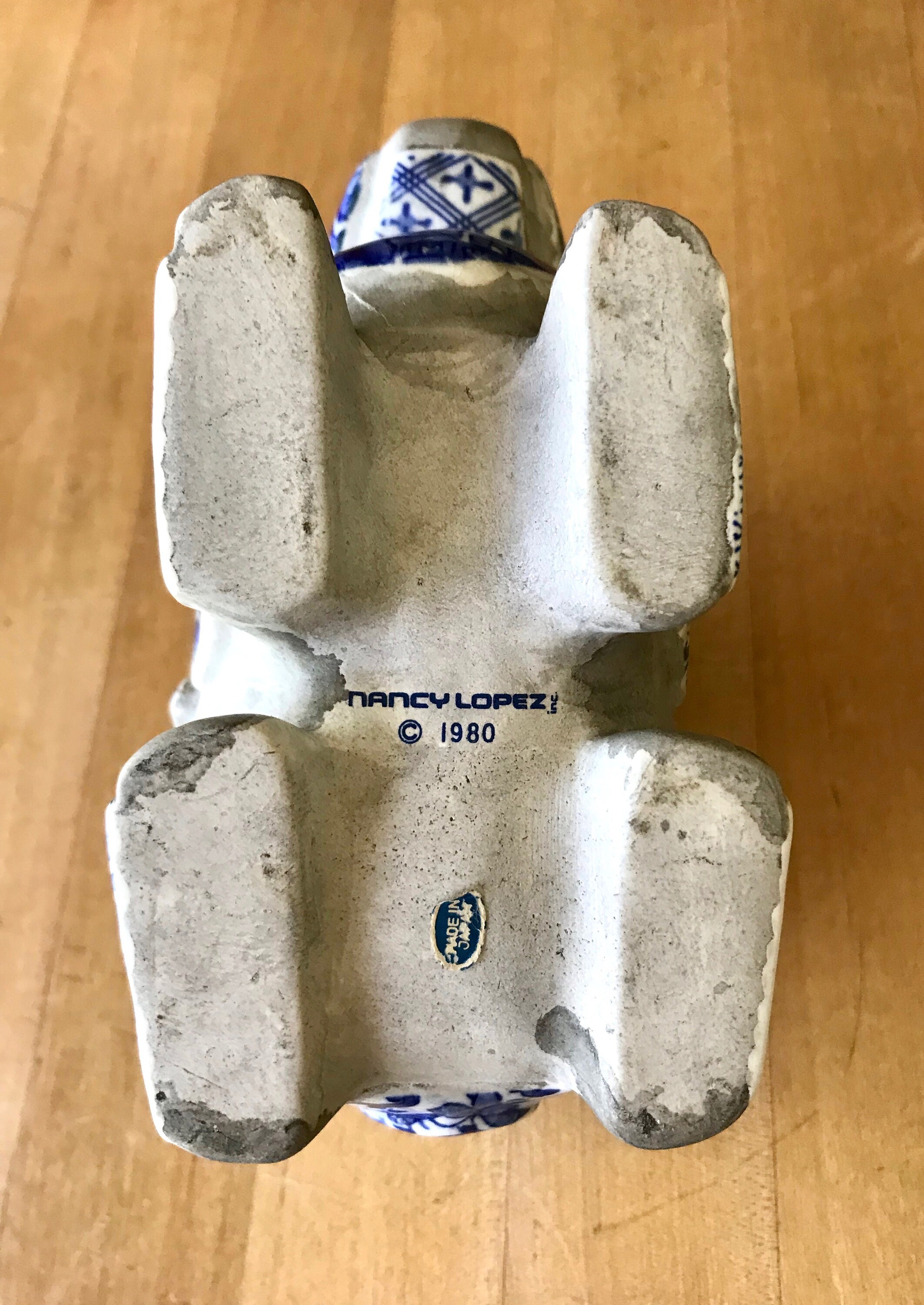 ナンシーロペスの置物　ウサギ ナンシーロペスの置物 ウサギ Nancy Lopez Mosaic Ceramic Blue