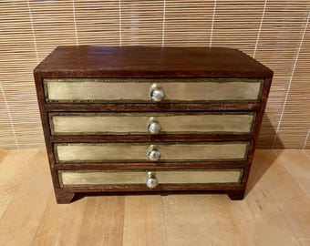 Hand Crafted Wood & Metal 4-Drawer Jewelry Chest