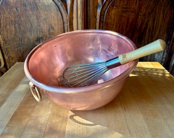 French Copper Round Bottom Whisking Bowl  Dehillerin Paris  11" Diameter
