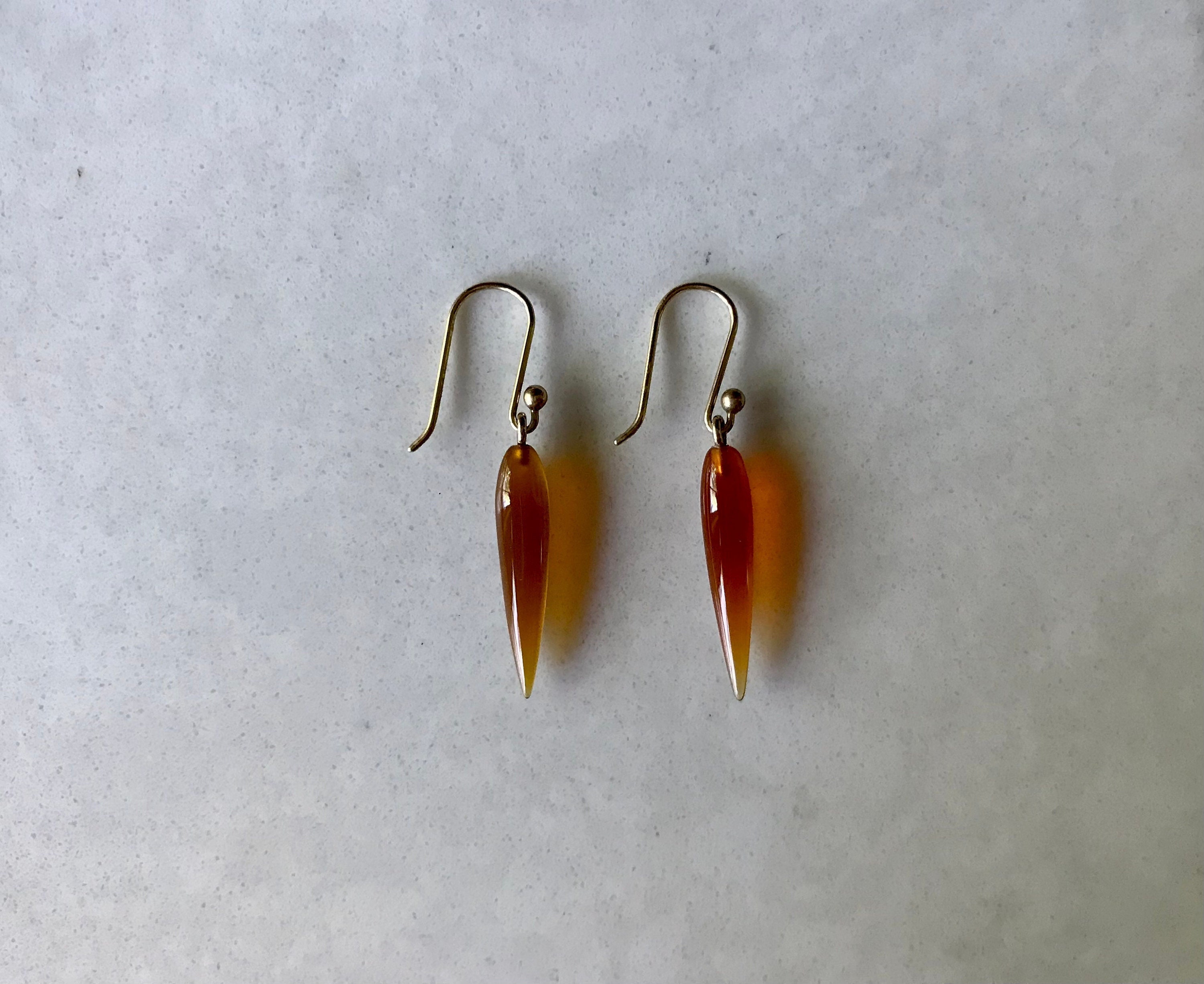Vintage Ted Muehling Carnelian and 14K Gold Small Rice Earrings Etsy