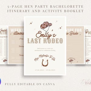 Last Rodeo Hen Party Weekend Itinerary Activity Games Bundle | Editable Canva Digital Download | Cowgirl Bachelorette Party | Hen Do Games