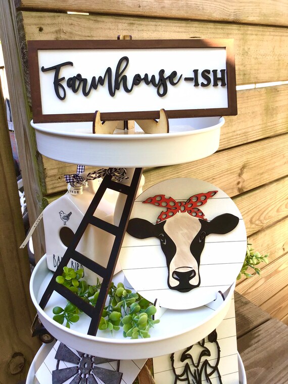 DIY Farmhouse Tiered Tray Bundle Unpainted Farm Tiered Tray Etsy