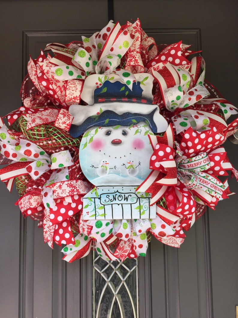 Snowman Wreath Snow Globe Christmas Wreath Christmas Decor Etsy