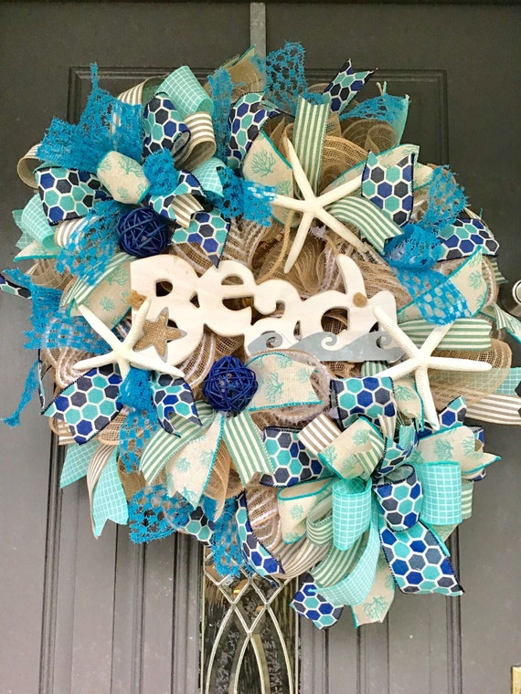 Beach Front Door Wreath Coastal Wreath Starfish Wreath Summer Wreath Beach Wreath Coastal Front Door Wreath