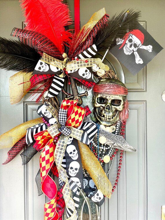 Gasparilla Pirate Wreath, Pirate Decor, Gasparilla Decor, Pirate