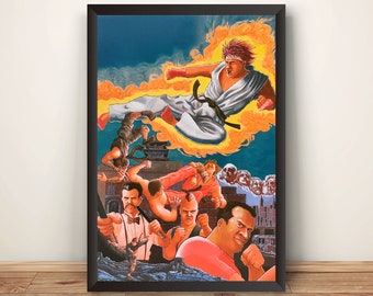 Street Fighting Arcade Flyer V2 Premium Poster (Vectorized Design)