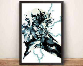 Póster premium electrizante de la portada de Sons of Liberty de MGS Snake (diseño vectorizado)
