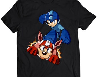 Mega Boy Rockman with Rush Premium Unisex T-shirt (Vectorized Design)