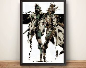 Solid Snake & Liquid MGS MGS1 Brothers Premium Poster (Vectorized Design)