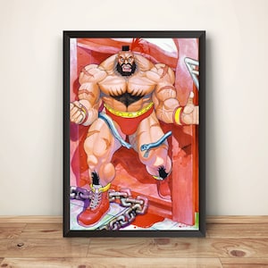 Zangief In Stage Street Fighting Premium Poster (Vectorized Design)