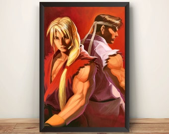 Street Fighting Alpha Arcade Flyer Premium Poster (Vectorized Design)