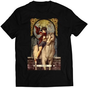 Camiseta unisex premium con diseño de cartas del tarot de Sakura Street Fighting (diseño vectorizado)