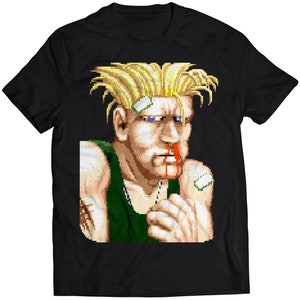 Guile Defeated Portrait SF2 Premium Unisex T-shirt.