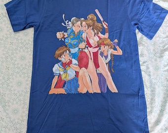 Mai, Chun Li, Yuri, Sakura, cvs2 love at first fight, color true royal, size small, premium unisex t-shirt