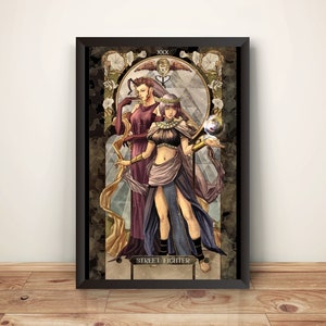 Menat & Rose Street Fighting Tarot Card Premium Poster (Vectorized Design)