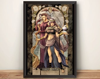 Menat & Rose Street Fighting Tarot Card Premium Poster (Vectorized Design)