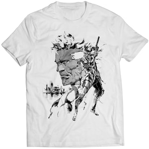 Snake & Raiden Grayscale MGS Sons Of Liberty Premium Unisex T-shirt (Vectorized Design)