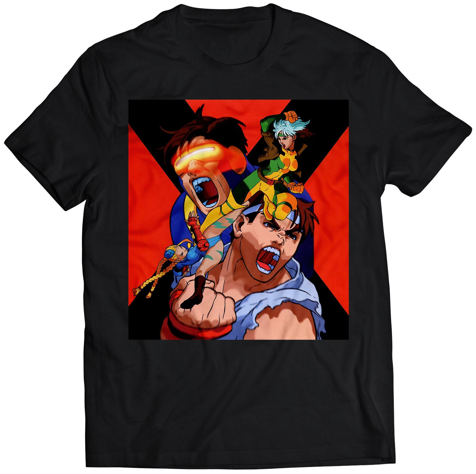 X Men Vs Street Fighter Arcade Flyer T Shirt V2 Etsy