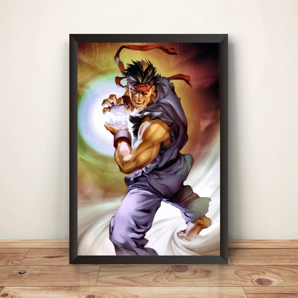 Evil Ryu Street Fighting Comic Premium Poster (Vectorized Design)