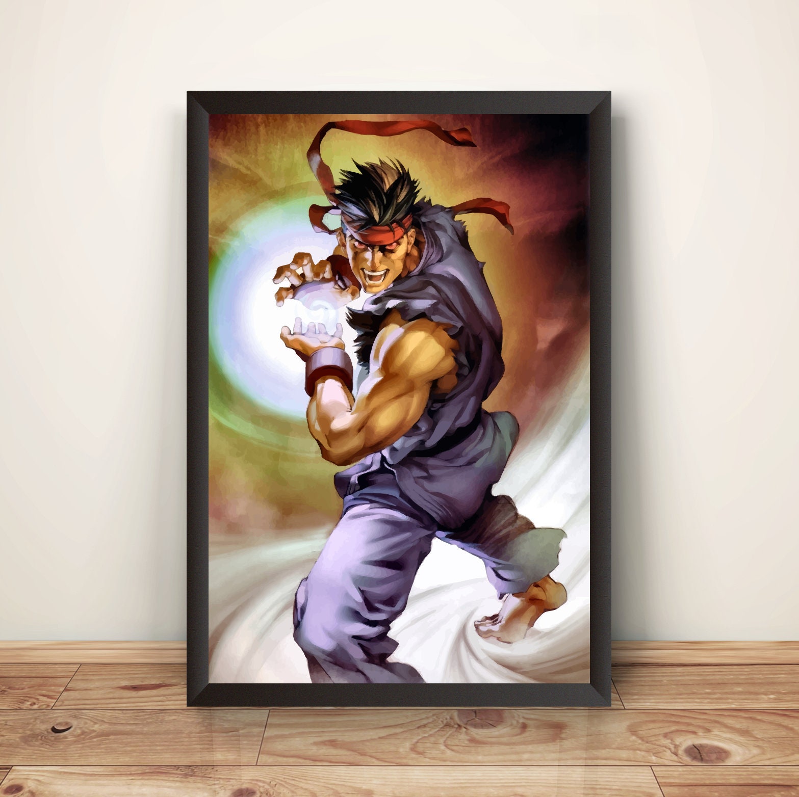 Evil Ryu Street Fighting Comic Premium Poster (vectorized Design