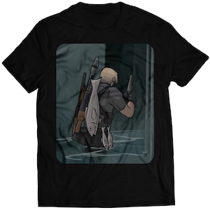 Leon Fishing Residence Evil 4 Premium Unisex T-shirt (Vectorized Design)