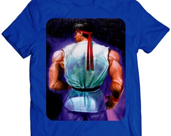 Ryu World Warrior Arcade Flyer Premium Unisex T-shirt (Vectorized Design)