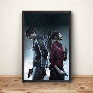 Claire Redfield & Leon Kennedy RE2R Residence Evil 2  Biohazard 2 Remake Premium Poster.