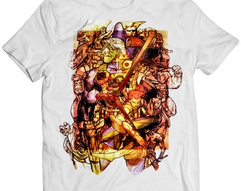 MVC2 New Age Of Heroes Japanese Arcade Flyer Premium Unisex T-shirt (Vectorized Design)