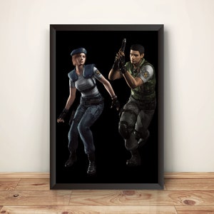 Jill Valentine & Chris Redfield Residence Evil Remake Premium Poster (Vectorized Design)